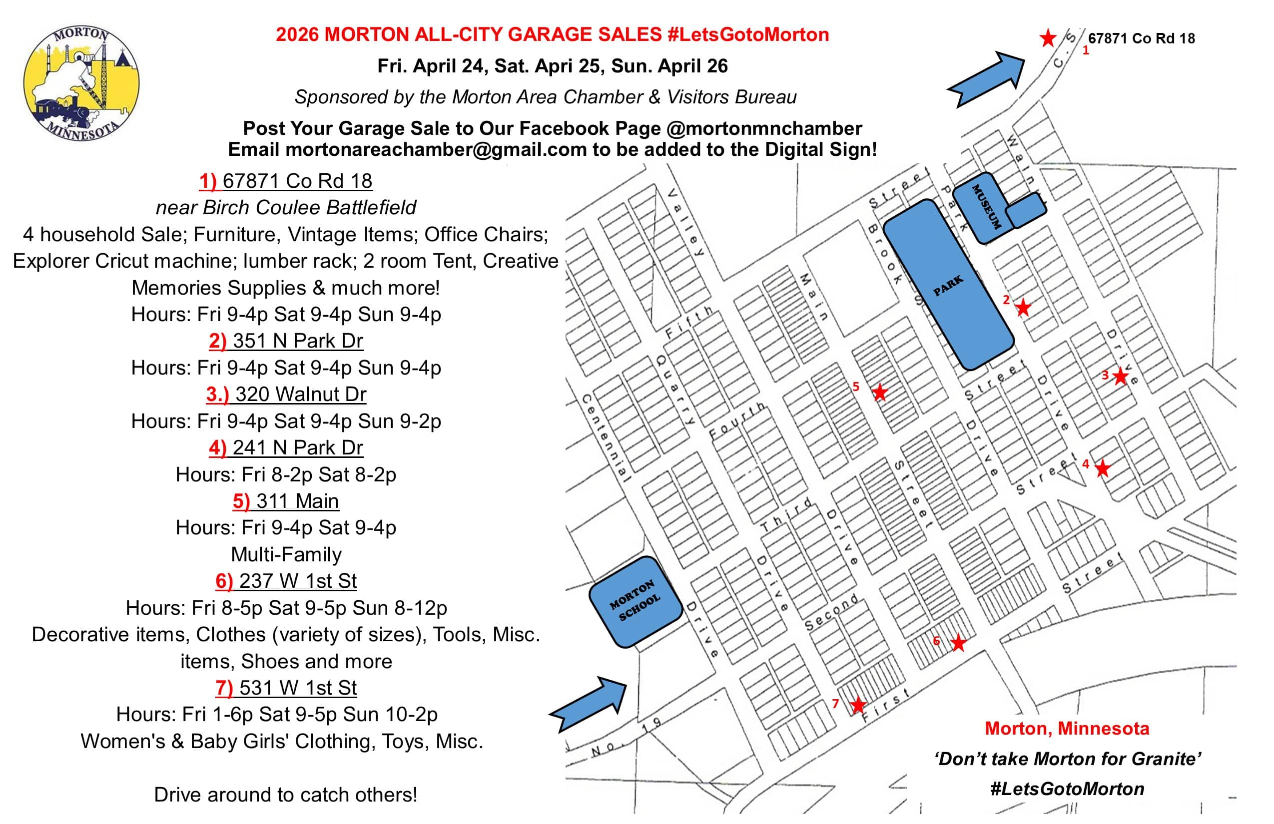 morton garage sale map