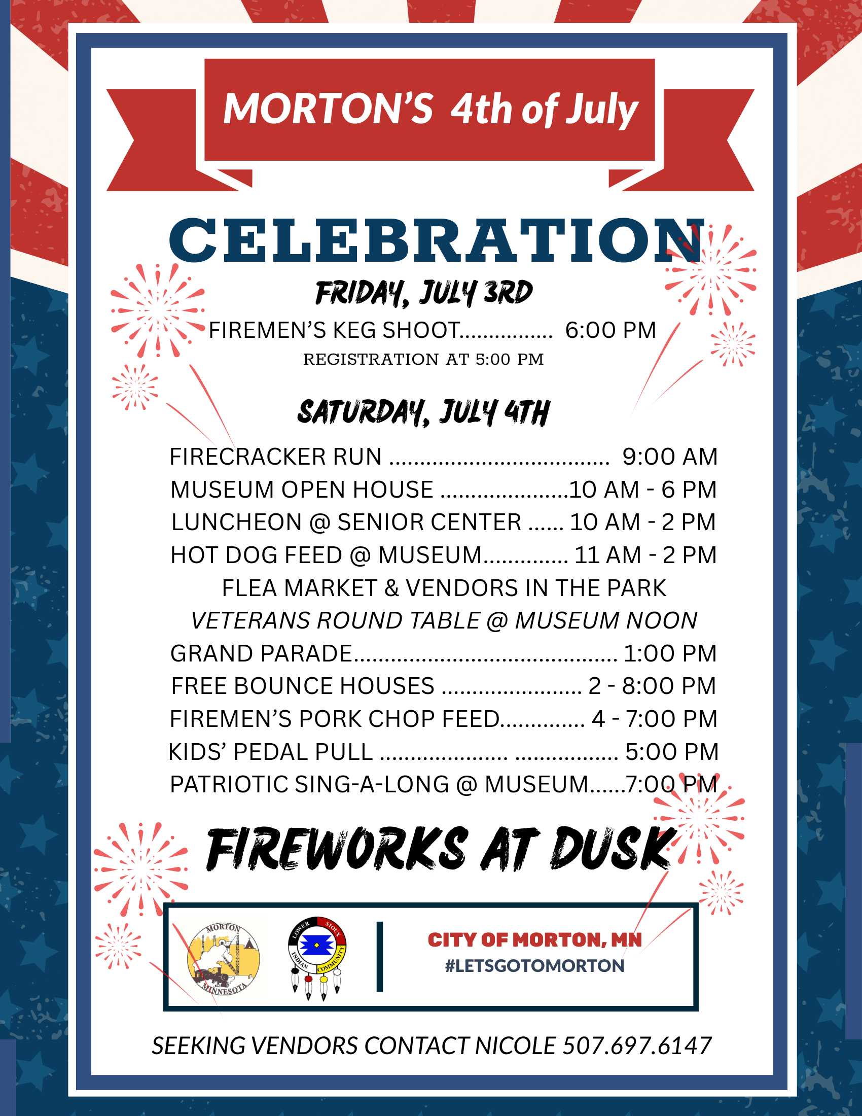 red and blue illustrative 4th of july flyer 1